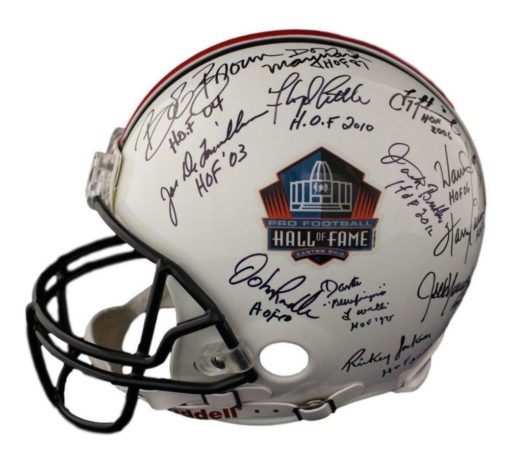Hall of Fame NFL Signed Proline Helmet 24 Sigs Upshaw Lavelli Kennedy BAS 21651