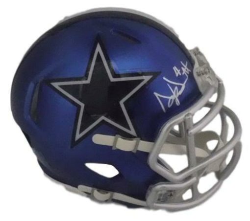 Dak Prescott Autographed/Signed Dallas Cowboys Blaze Mini Helmet JSA 21655