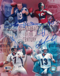 Quarterbacks of Century Signed 8x10 Photo Unitas Elway Montana Marino BAS 21656