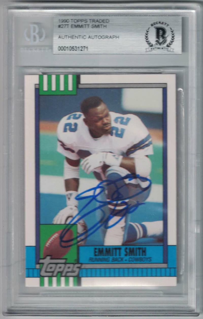Emmitt Smith Autographed Dallas Cowboys 1990 Topps Rookie Trading Card 