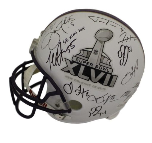 2012 Baltimore Ravens Team Signed Replica SB XVLII Helmet 25 Sigs BAS 21721