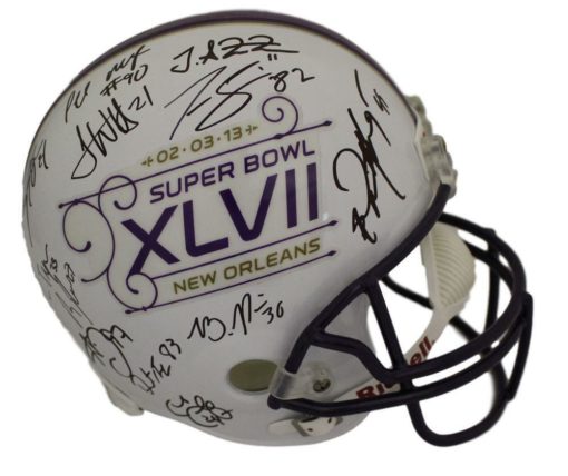 2012 Baltimore Ravens Team Signed Replica SB XVLII Helmet 25 Sigs BAS 21721