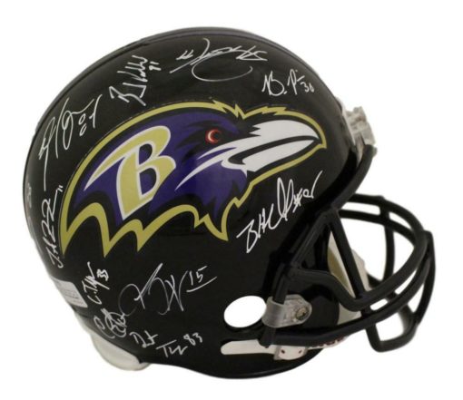 2012 Baltimore Ravens Team Signed Replica SB XVLII Helmet 26 Sigs JSA 21726
