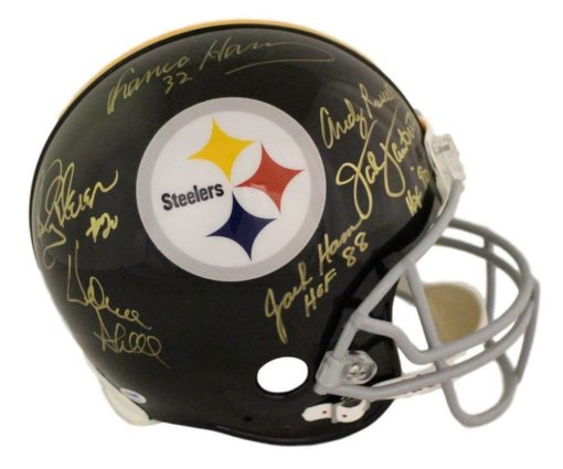 Pittsburgh Steelers Signed Proline Helmet 6 Sigs Lambert Bleier Harris BAS 21733