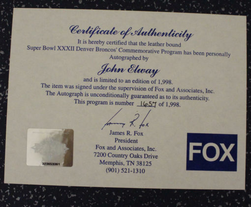 John Elway Signed Super Bowl XXXII Champions Commemorative Program BAS 21880