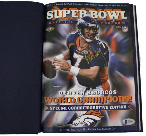 John Elway Signed Super Bowl XXXII Champions Commemorative Program BAS 21880
