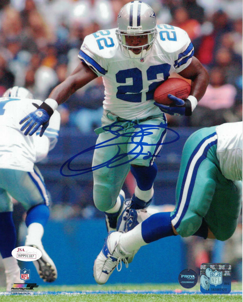 Emmitt Smith Autographed/Signed Dallas Cowboys 8×10 Photo JSA 21885