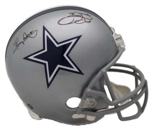 Emmitt Smith & Tony Dorsett Signed Dallas Cowboys Replica Helmet JSA 21886
