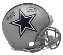 Emmitt Smith & Tony Dorsett Signed Dallas Cowboys Proline Helmet HOF JSA 21887