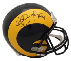 Eric Dickerson Autographed Los Angeles Rams Replica Helmet HOF BAS 21895