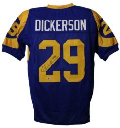Eric Dickerson Autographed Los Angeles Rams XL Blue Jersey HOF BAS 21896