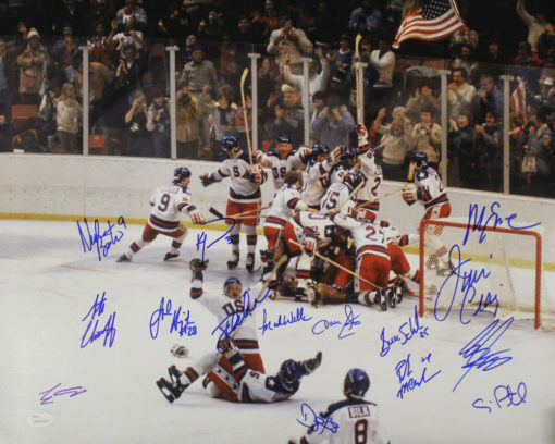 1980 USA Hockey Team Autographed Miracle on Ice 16x20 Photo 15 Sigs JSA 21900