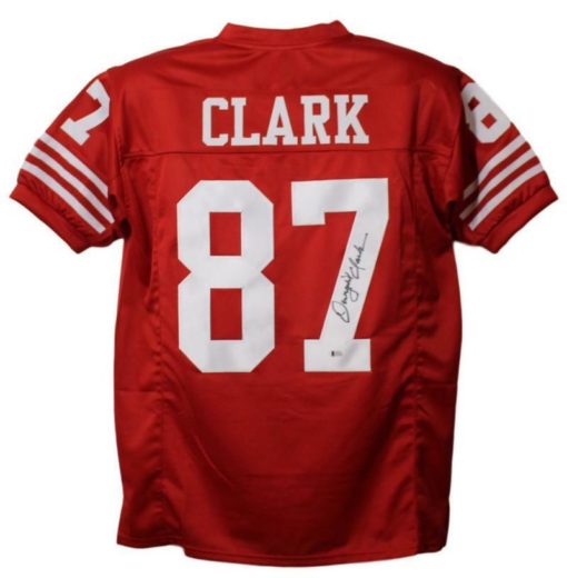 Dwight Clark Autographed/Signed San Francisco 49ers XL Red Jersey BAS 21952