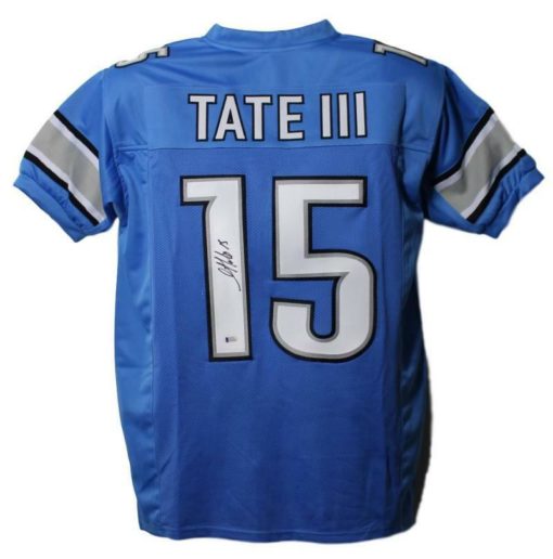 Golden Tate Autographed/Signed Detroit Lions XL Blue Jersey BAS 21955