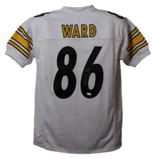 Hines Ward Autographed/Signed Pittsburgh Steelers White Size XL Jersey JSA 21957