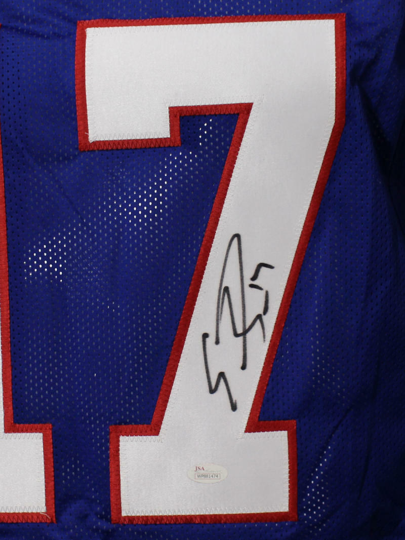 Emmanuel Sanders Autographed/Signed SMU Mustangs Blue XL Jersey JSA 21989 Denver Autographs