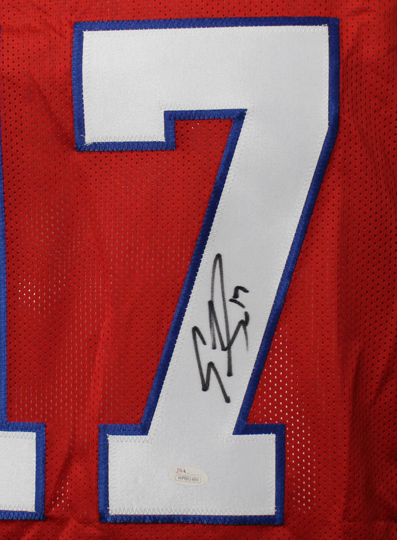 Emmanuel Sanders Autographed/Signed SMU Mustangs Red XL Jersey JSA 21990 Denver Autographs