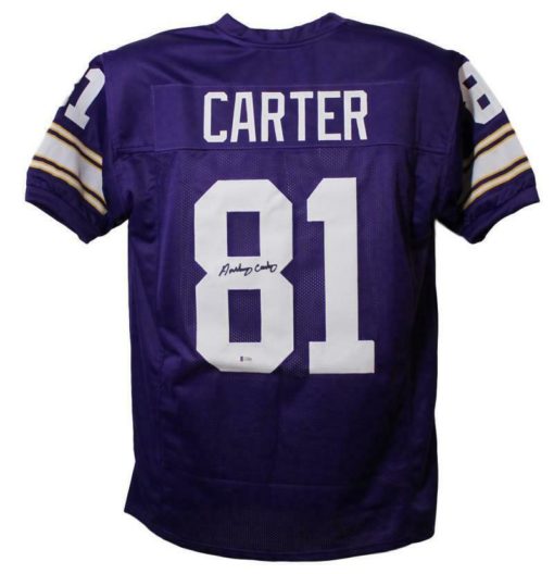 Anthony Carter Autographed Minnesota Vikings XL Purple Jersey BAS 21996
