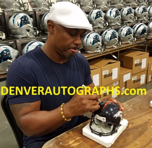 Brian Dawkins Autographed/Signed Denver Broncos Mini Helmet JSA 22037
