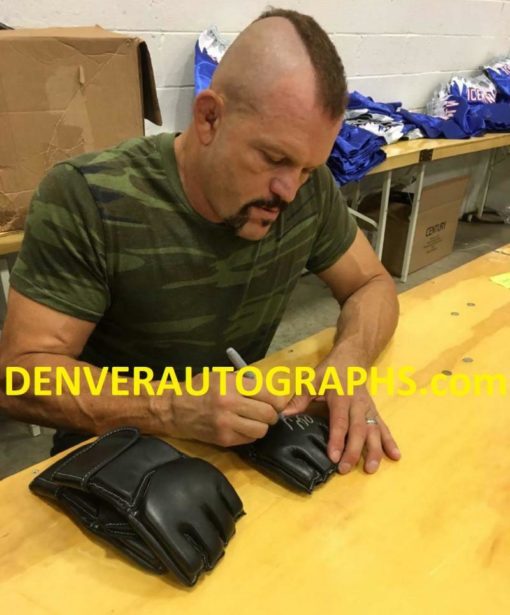 Chuck Liddell Autographed UFC Century Black Left Handed S/M Glove BAS 22065