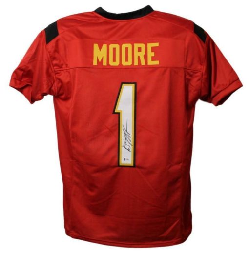 DJ Moore Autographed/Signed Maryland Terrapins XL Red Jersey BAS 22087
