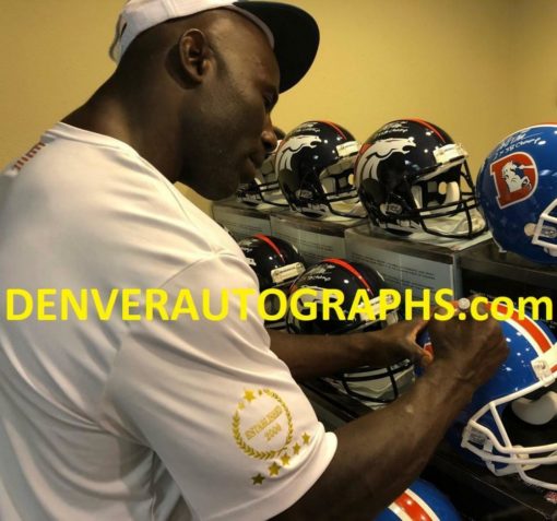 Terrell Davis Signed Denver Broncos D Logo Replica Helmet 4 Life RAD 22133