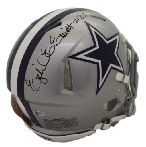 Ezekiel Elliott & Dak Prescott Signed Dallas Cowboys Speed Pro Helmet BAS 22252