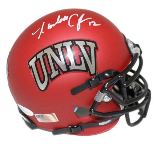 Randall Cunningham Autographed UNLV Rebels Red Schutt Mini Helmet JSA 22279