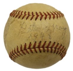 Pete Gray Autographed/Signed St. Louis Browns Spalding Baseball 22295