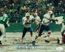 O.J. Simpson Autographed/Signed Buffalo Bills 8x10 Photo 2003 YDs 1973 JSA 22303