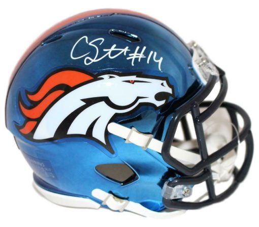 Courtland Sutton Autographed/Signed Denver Broncos Chrome Mini Helmet JSA 22328