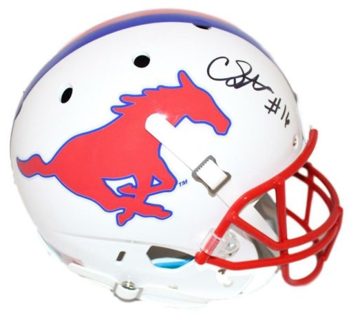 Courtland Sutton Autographed/Signed SMU Mustangs Replica Helmet JSA 22333