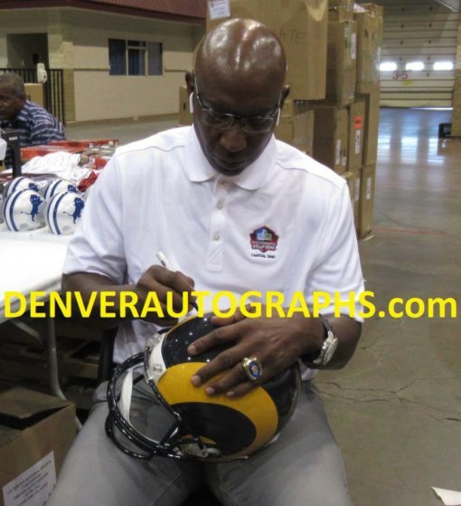 Eric Dickerson Autographed Los Angeles Rams Proline Helmet 2 Insc BAS 22353