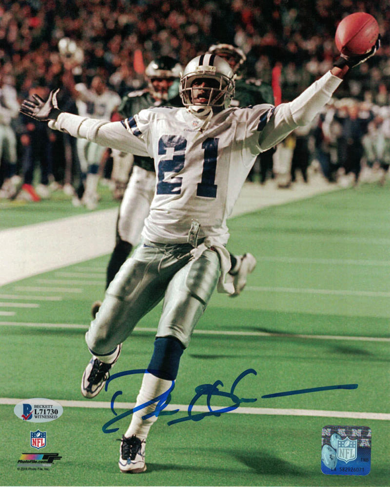 Deion Sanders Autographed/Signed Dallas Cowboys 8×10 Photo JSA 22383