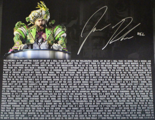 Jason Kelce Autographed Philadelphia Eagles 16x20 Photo Speech BAS 22397