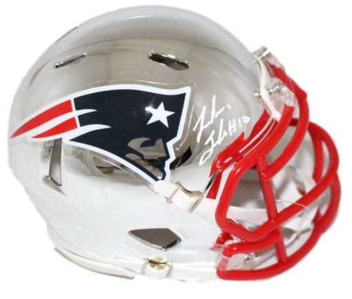 Josh Gordon Autographed New England Patriots Chrome Mini Helmet JSA 22400