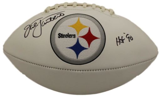 Jack Lambert Autographed/Signed Pittsburgh Steelers Logo Football JSA 22422