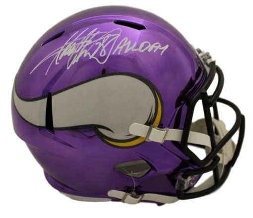 Adrian Peterson Autographed Minnesota Vikings Chrome Replica Helmet BAS 22451
