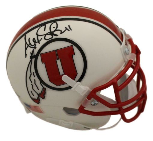 Alex Smith Autographed/Signed Utah Utes White Mini Helmet BAS 22466