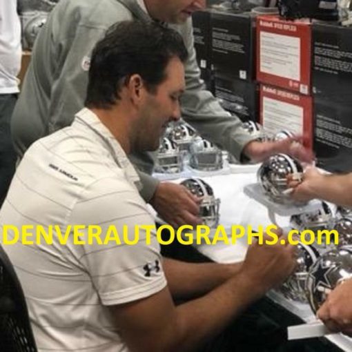 Tony Romo Autographed/Signed Dallas Cowboys Chrome Mini Helmet BAS 22479