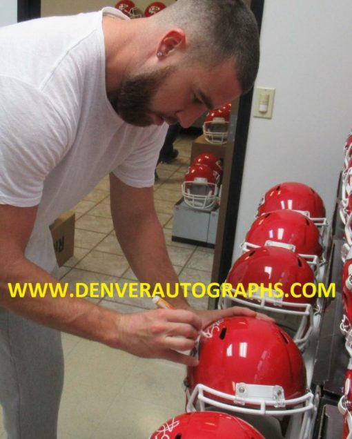 Travis Kelce Autographed Kansas City Chiefs Replica Speed Helmet BAS 22486