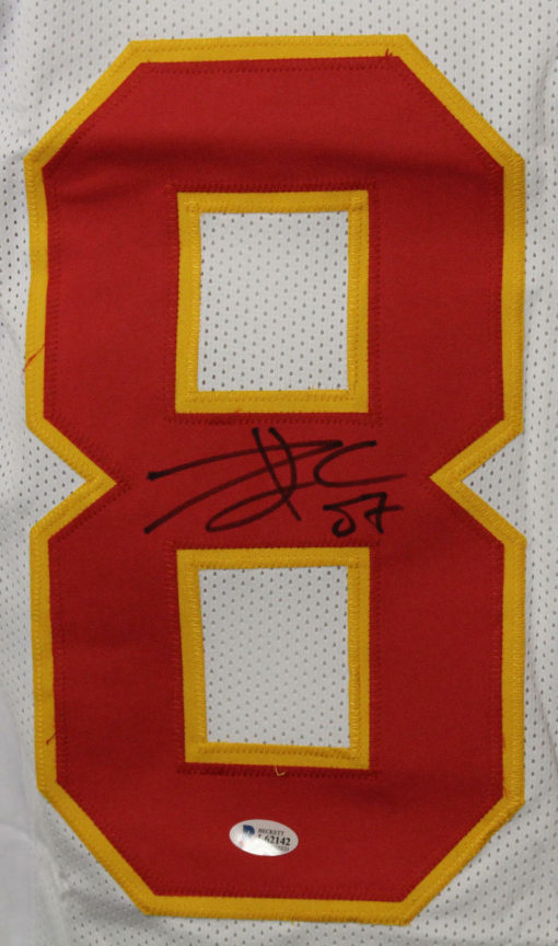 Travis Kelce Autographed Kansas City Chiefs Size XL White Jersey BAS 22490