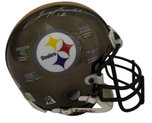 Terry Bradshaw Signed Pittsburgh Steelers Auth SB Chrome Mini Helmet BAS 22537