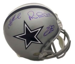 Dallas Cowboys Triplets Autographed Replica Helmet Aikman Emmitt Irvin BAS 22549