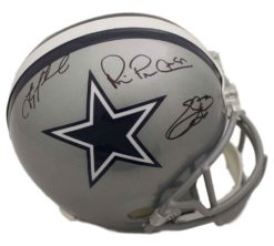 Dallas Cowboys Triplets Autographed Replica Helmet Aikman Emmitt Irvin BAS 22550