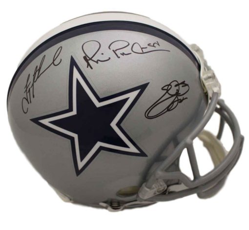 Dallas Cowboys Triplets Autographed Proline Helmet Aikman Emmitt Irvin BAS 22552
