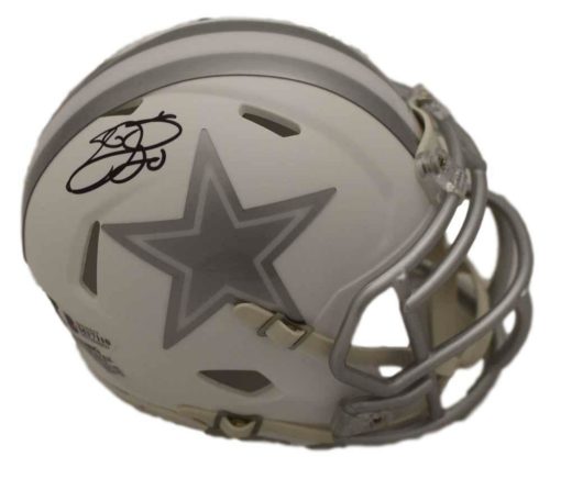 Emmitt Smith Autographed/Signed Dallas Cowboys Ice Mini Helmet BAS 22557