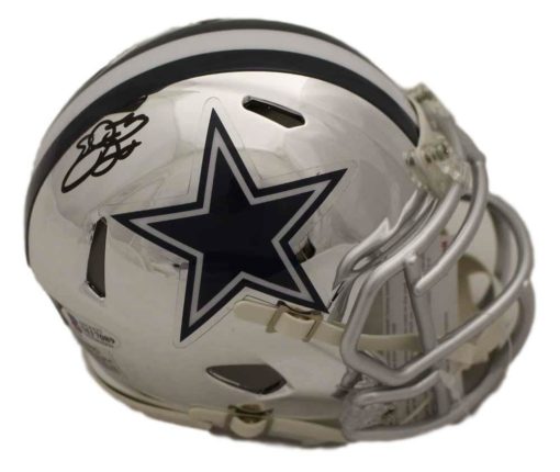 Emmitt Smith Autographed/Signed Dallas Cowboys Chrome Mini Helmet BAS 22558