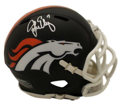 John Elway Autographed/Signed Denver Broncos Black Mini Helmet JSA 22573