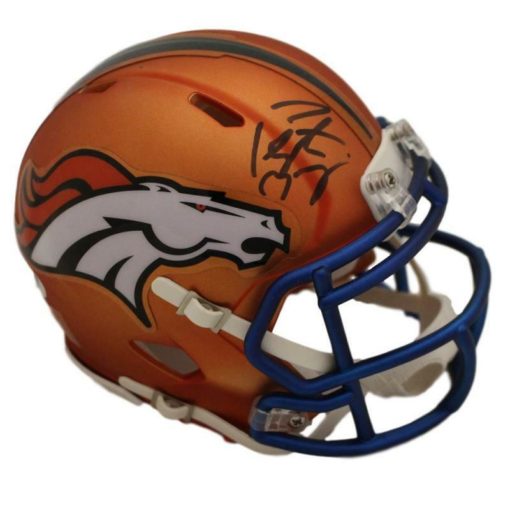 Peyton Manning Autographed/Signed Denver Broncos Blaze Mini Helmet PSA 22628